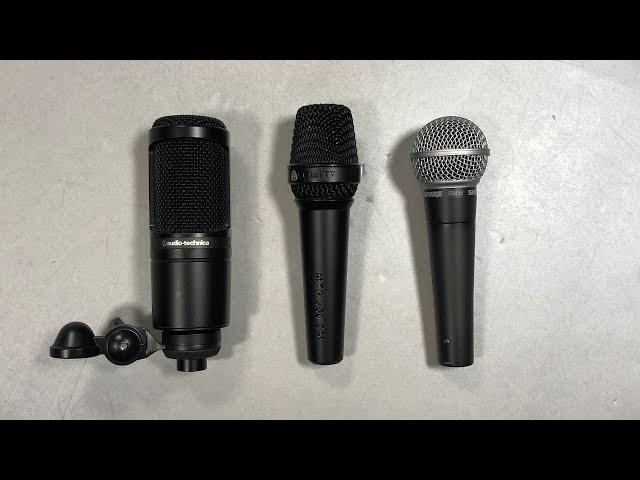 Shure SM58 vs. AT2020 vs. Rode M2 vs. Lewitt MTP350 CM