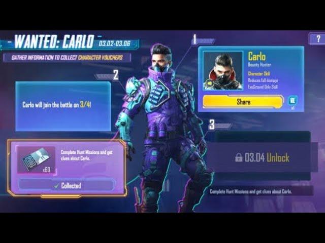 How To Unlock Carlo Character In Pubg Mobile With Character Voucher Card || Finally Buy Carlo