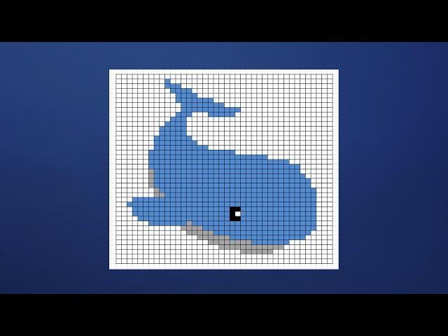 Кит по клеточкам    Как нарисовать кита по клеточкам | Whale Pixel Art |