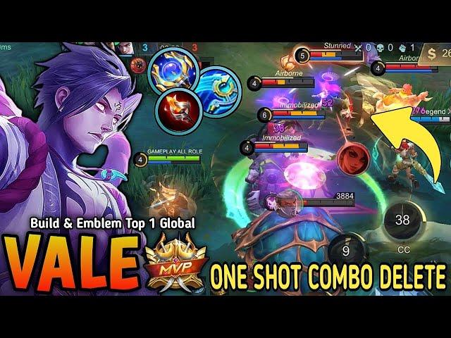 Vale Best Build and New One Shot Emblem 100% Annoying - Build Top 1 Global Vale