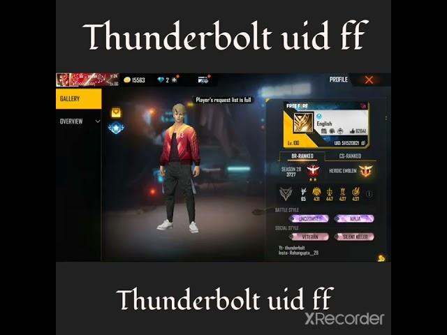 THUNDERBOLT UID FF SK AMAN GAMING 