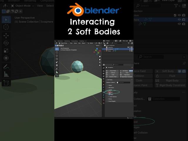 How to make two Soft Body Simulations interact with each other in Blender #shorts