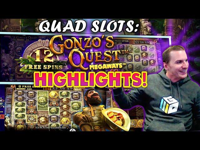 Gonzo's Megaways Slot Quads - 5 Bonuses with INSANE WIN! - BIG CASHOUT!