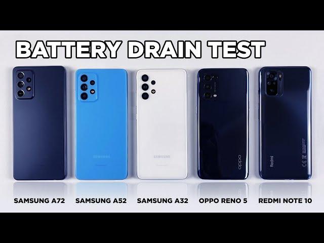 Samsung A72 / Samsung A52 / Samsung A32 / OPPO Reno 5 / Redmi Note 10 BATTERY DRAIN TEST | Zeibiz