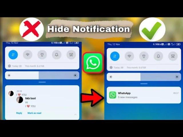 How to hide WhatsApp message content in notification bar android | Whatsapp tips and tricks