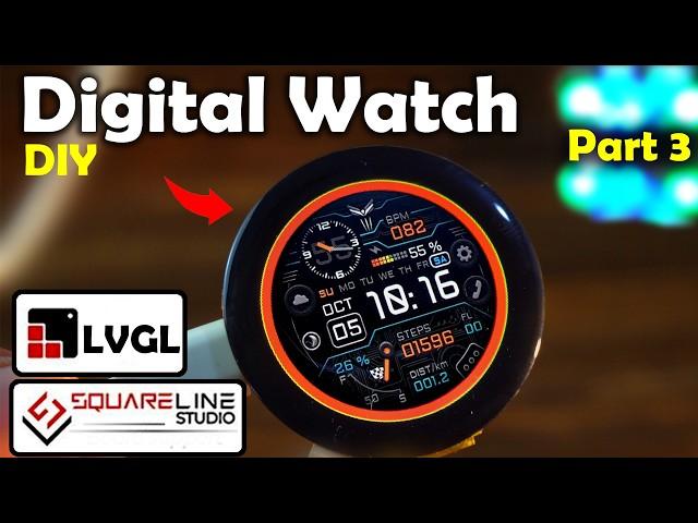 LVGL ESP32-C3 Digital Smart Watch Using  SquareLine Studio, and CrowPanel IPS Touch Display 1.28inch