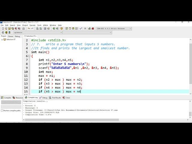 Selection 07. Find Largest and Smallest number