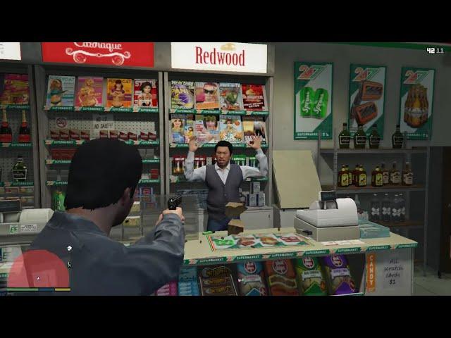 GTA 5 - Store Robbery (Pistol Only) + Five Star Escape