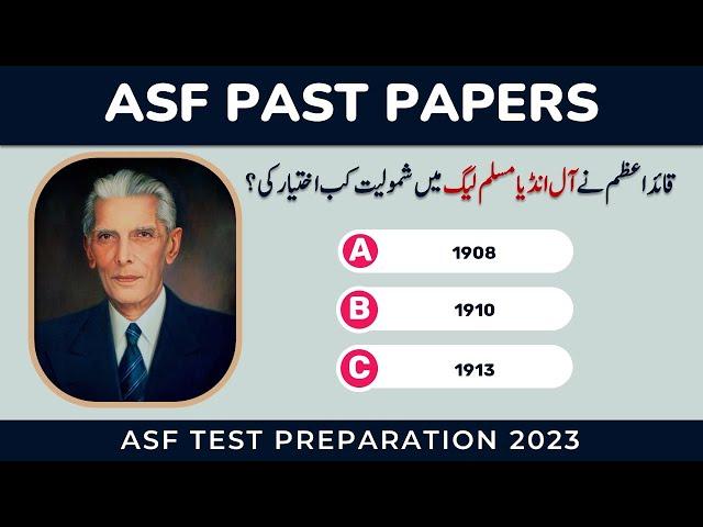 ASF Test Preparation 2023: ASI, Corporal Written Test Past Papers Repeated Solved MCQs