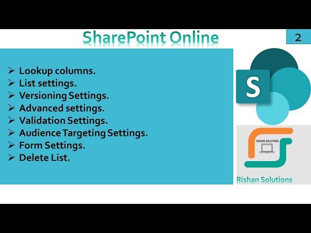 SharePoint Online: List Settings, Lookup column, Versioning, Validations