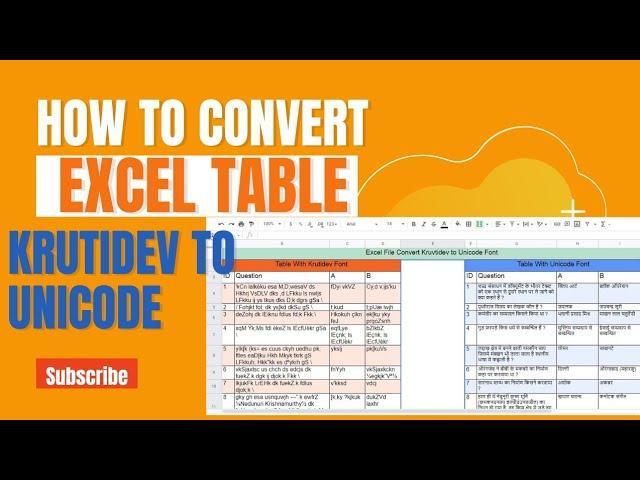Convert Excel Krutidev to Unicode Table | With Same Formatting |