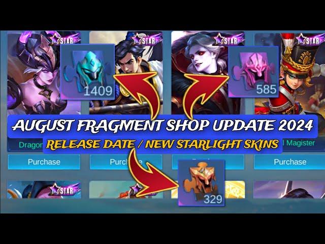 MUST WATCH !! AUGUST FRAGMENT SHOP UPDATE 2024 | RARE FRAGMENT SHOP NEW STARLIGHT SKIN ADDED | MLBB