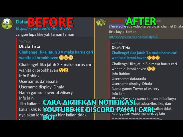 Cara mendapatkan carl bot dan mengaktifkan notifikasi youtube ke Discord!