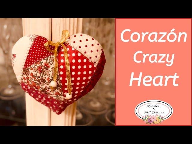 53. Heart-shaped Christmas tree ornament. Learn crazy patchwork. Quick and easy tutorial. Free molds