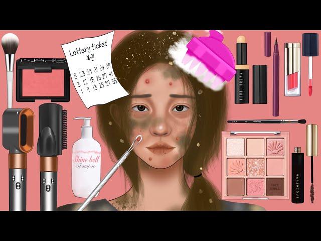 ASMR The Homeless Woman Won the Lottery⁉️Homeless Transformation Animation, Acne, Pimple Extrusion