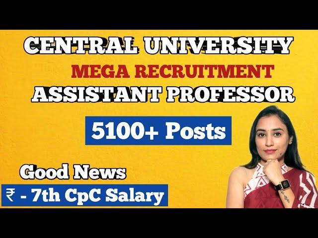 Assistant Professor Vacancy 2025 | Mega Recruitment | Central University