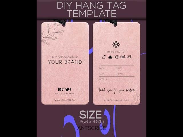 Printable Hang Tag Design Template | Downloadable Product Label Template | Hang Tag Labels