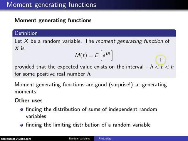 Moment generating function definition