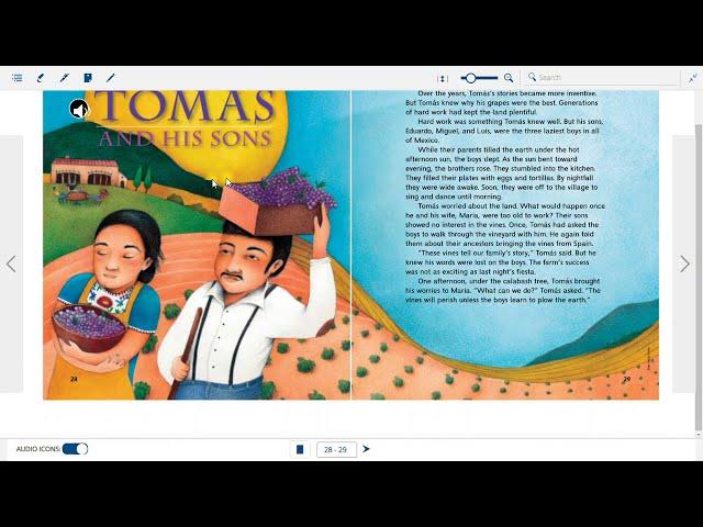 TOMAS & HIS SONS story EASY audio read along aloud ESL kids english WONDERS McGraw grade 4 subtitles