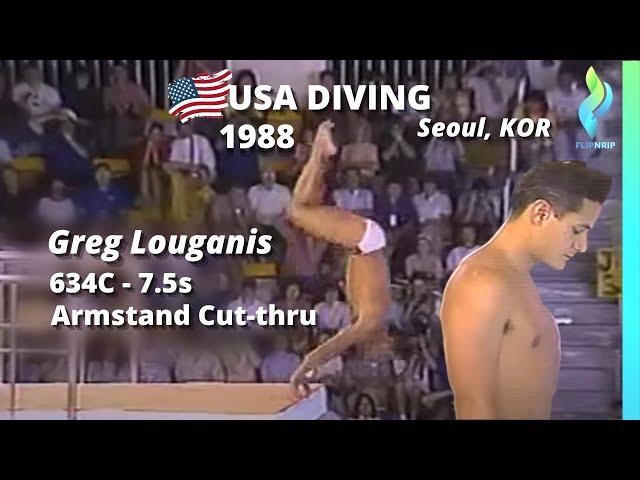 1988 Greg Louganis armstand cut through  634C USA Diving mens 10 meter Diving