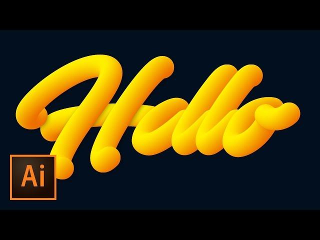 Create Advanced 3D Vector Tube Script Text in Illustrator with Custom Text & Blend Tool