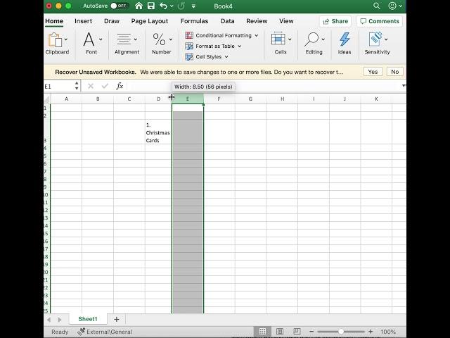 Next line in same box in Excel on a MAC or Windows laptop