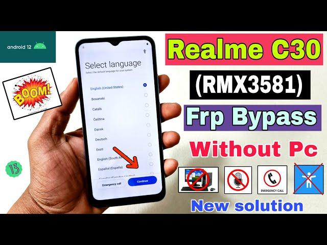 Realme C30 FRP Bypass | New Trick | Realme (Rmx3581) Google Account Bypass Without Pc | 100% OK |