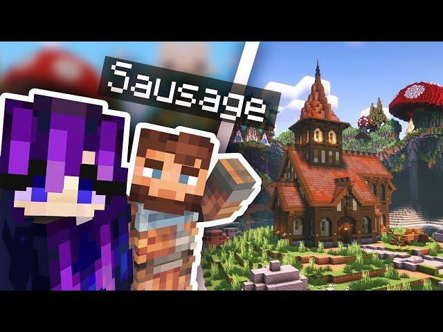 A DAY with Mythical Sausage! Minecraft Build Collab + QNA [Build by Build]