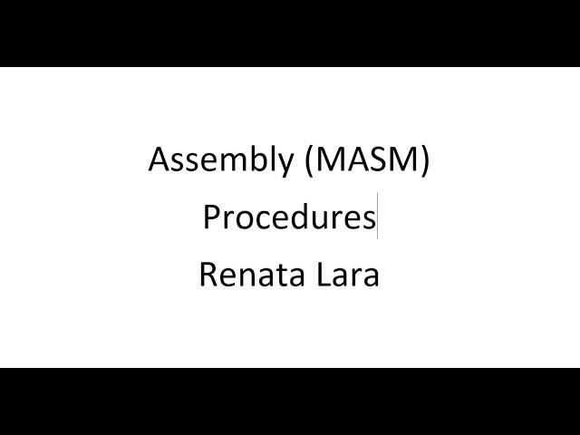 Introduction to Procedures in MASM Assembly (Lecture)