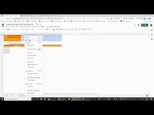 Duplicate Google sheets (tabs) from a list