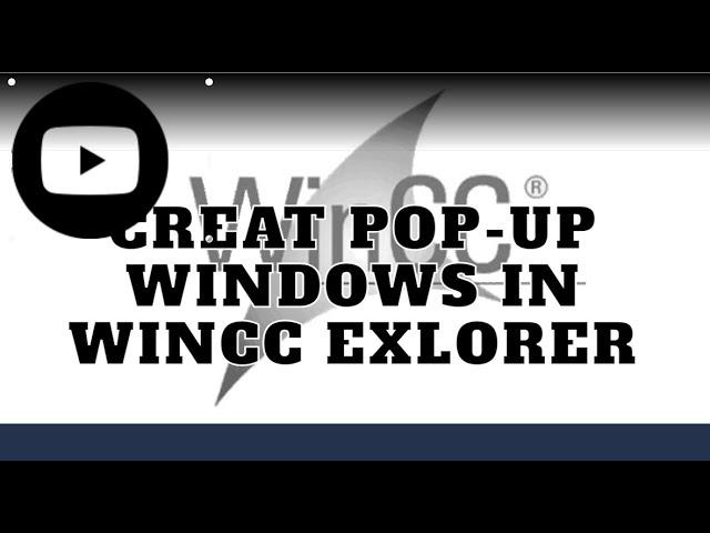 CREAT POP-UP WINDOWS IN WINCC EXLORER