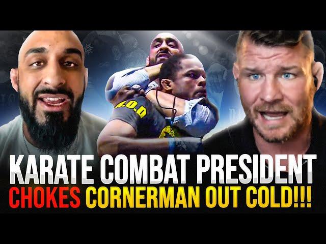 BISPING interviews PRESIDENT AWESOME: Chokes CORNERMAN OUT COLD in WILD BRAWL at Karate Combat!