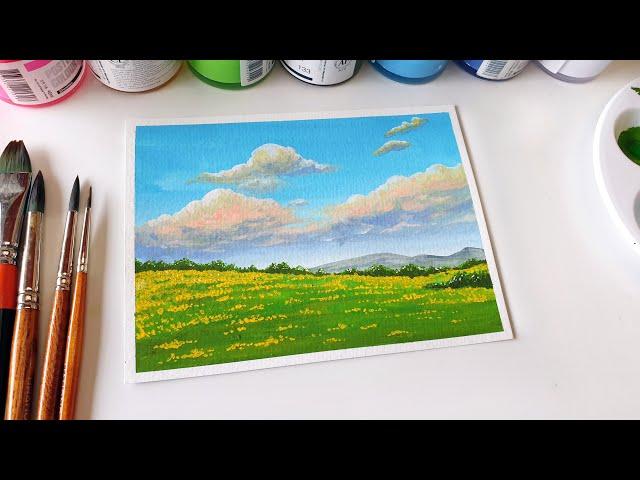 How to Paint a Simple Landscape with Poster Color / #81