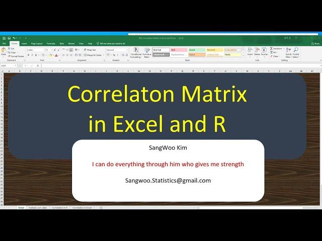 903 Correlation Matrix in Excel and R