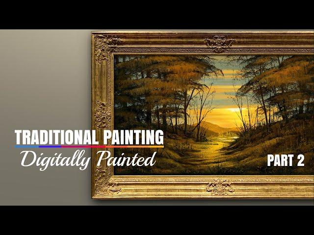 How to Paint digitally a traditional Landscape Painting   FREE! Tutorial (pt 2.)