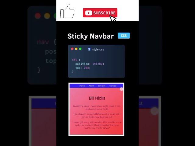 Sticky Nav Bar Menu Header HTML CSS