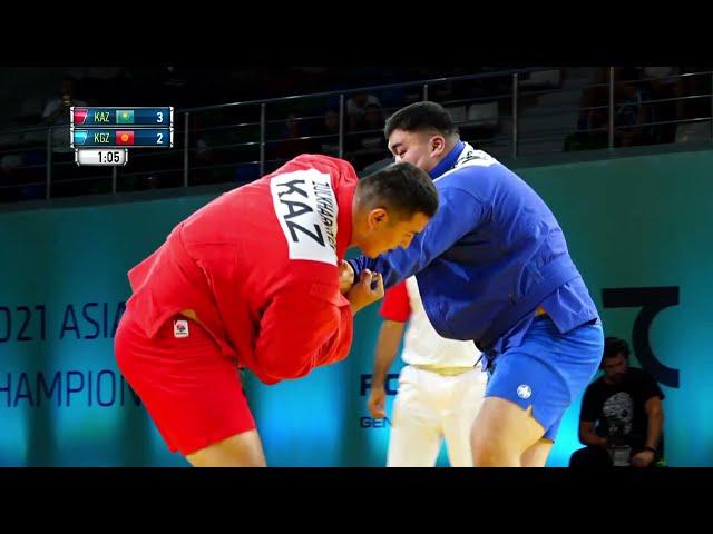 ZULKHARNAYEV (KAZ) vs ZHAPAROV (KGZ). M Juniors +98 kg. Asian SAMBO Championships 2021