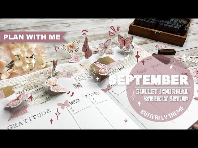 [PLAN WITH ME]BUTTERFLY POP-UP Vintage Weekly Bullet Journal | SEPTEMBER 2021 | POP-UP CARD TUTORIAL