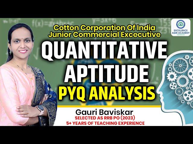 Quantitative Aptitude PYQ Analysis I Cotton Corporation Of India I Junior Commercial Excecutive Exam