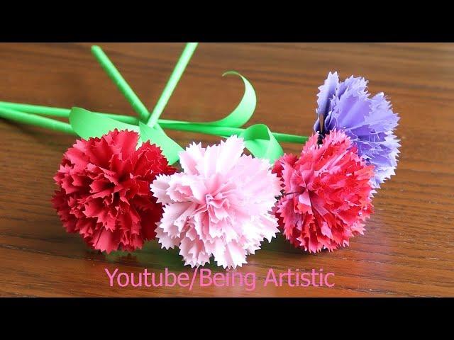 Easy way  To Make Carnation Paper flower -  DIY - Paper Craft