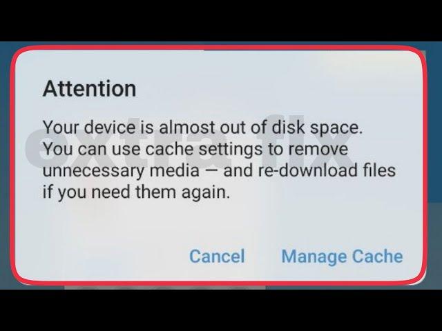 Telegram Fix Your device is almost out of disk space You can use cache settings to remove Problem