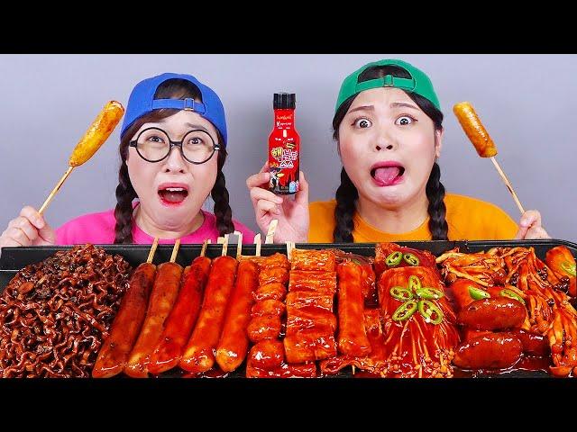 Black noodles Tteokbokki Mukbang DONA