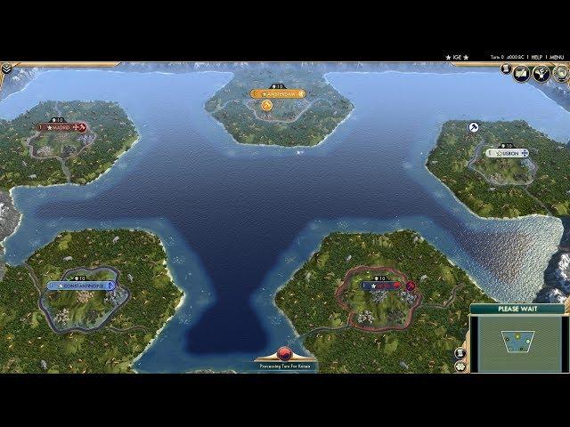 Civ 5 AI Only Timelapse: Lost in the Ocean