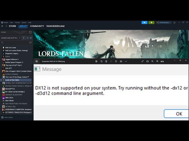 Fix Lords of the Fallen Error DX12 Is Not Supported On Your System Try Running Without -dx12/-d3d12