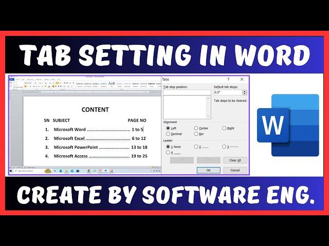 Tabs Setting in Microsoft Word in Hindi Language | Tab Setting in Ms Word | Tab Setting