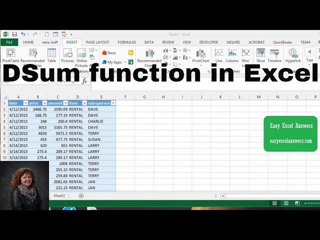 How to use the DSum function in Excel