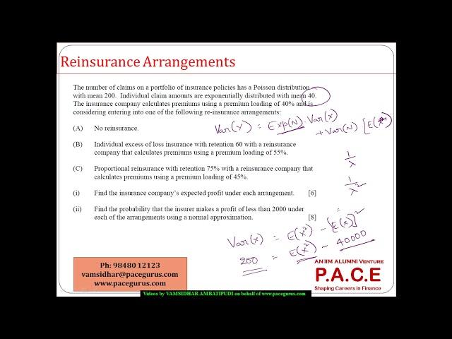 Reinsurance Arrangements Expected value Variance and Probability