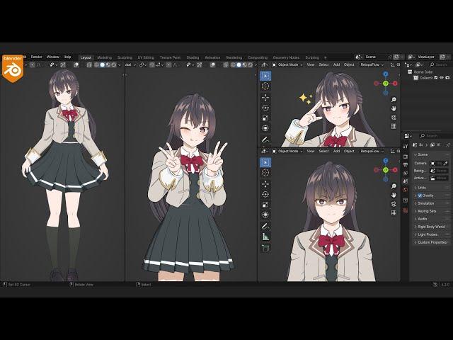 How to make Anime girl in Blender  -【Blender 4.2】