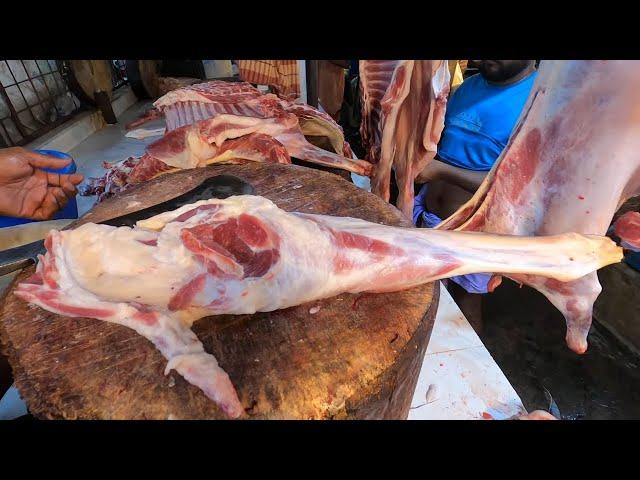 New Original Goat Meat Cutting And Selling Shop | Fastest Mutton Cutting Skills |