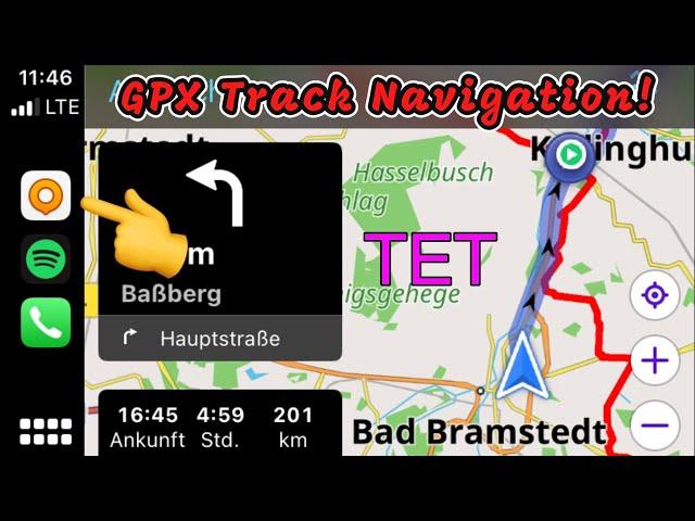 Mit dem IPhone GPX Datei / Trails navigieren, diese App ist mein Favorit. CarPlay wird unterstützt.